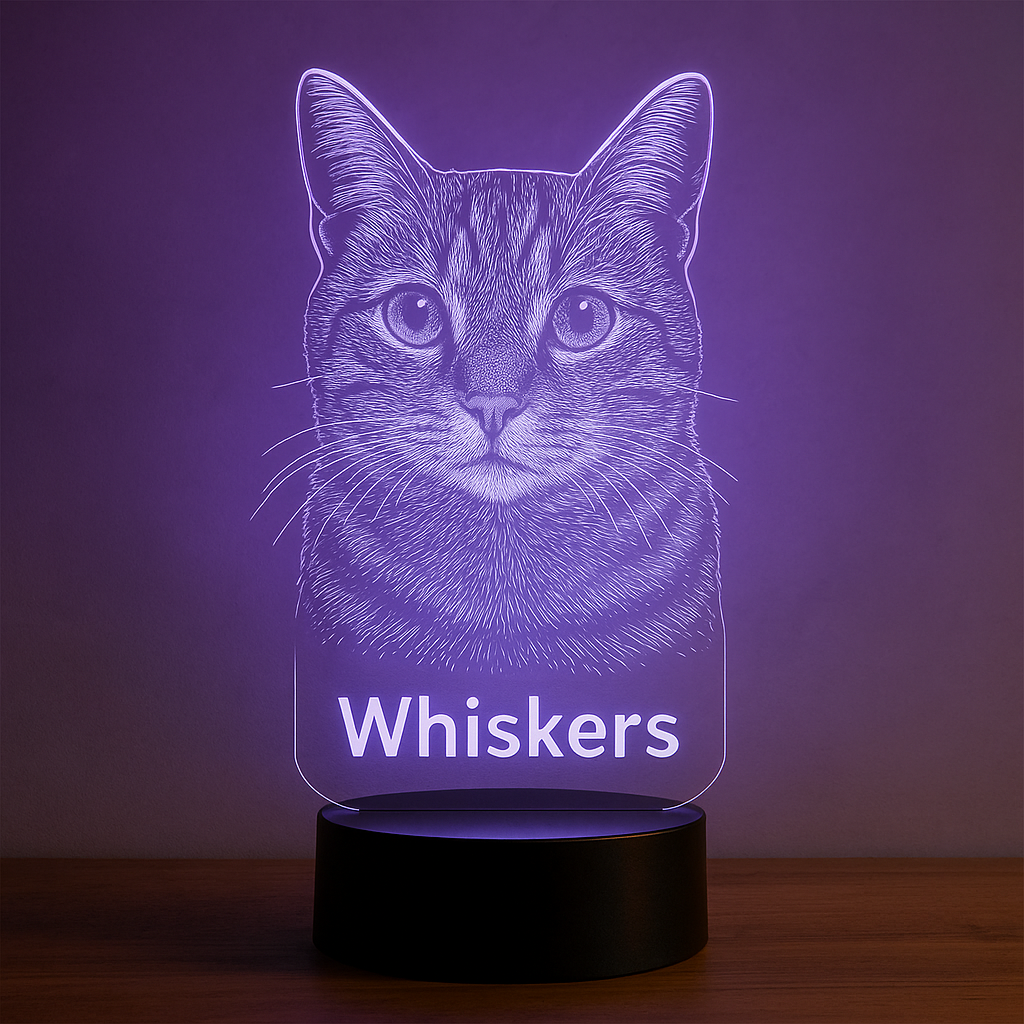 Custom 3D Cat LED Night Light – Personalized Pet Lamp with Your Pet’s Name or Photo
