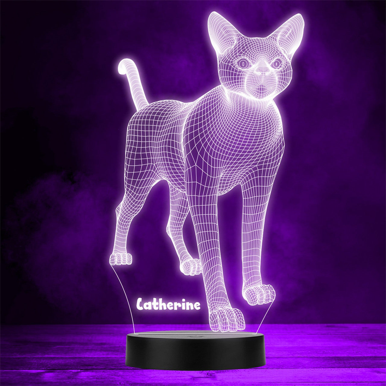 Custom 3D Cat LED Night Light – Personalized Pet Lamp with Your Pet’s Name or Photo