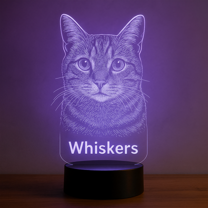 Custom 3D Cat LED Night Light – Personalized Pet Lamp with Your Pet’s Name or Photo
